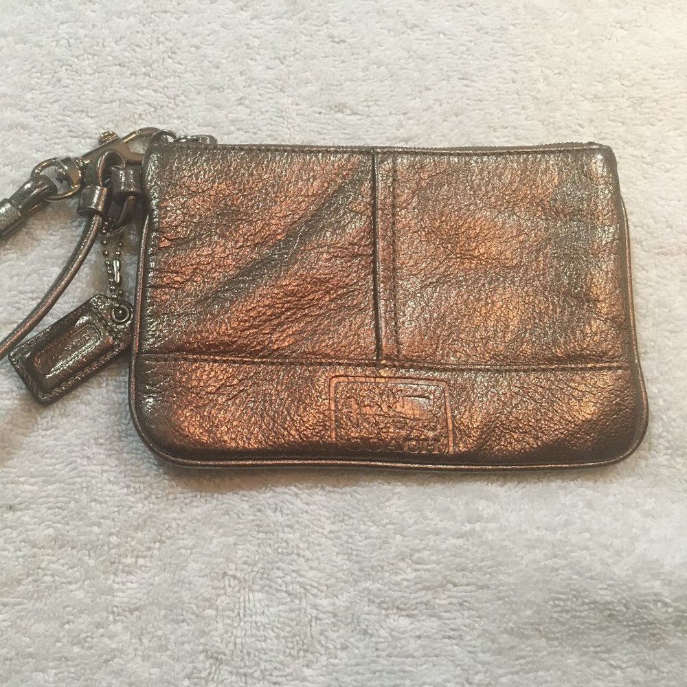 Coach Small Metallic Brown Wristlet
